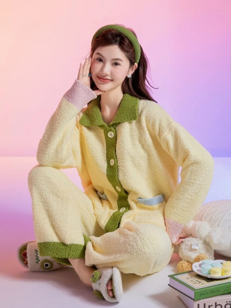 [TXii Advanced Sense] мягкая бархатная Женская пижама с половинчатой стороной зимний