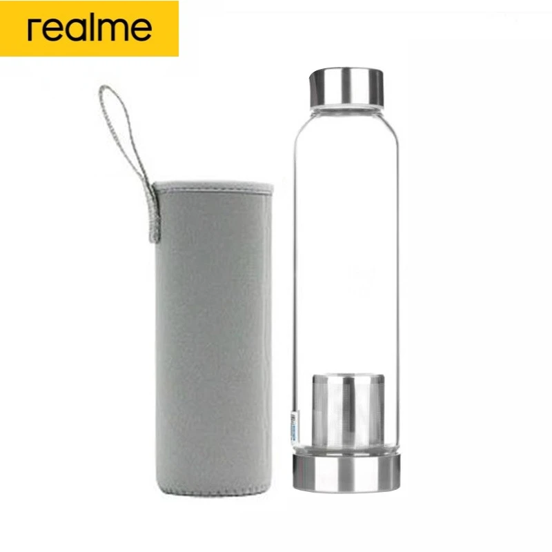 

Realme 550ML High Temperature Resistant Glass Sport Water Bottle with Tea Infuser + Protective Bag Water Bottle