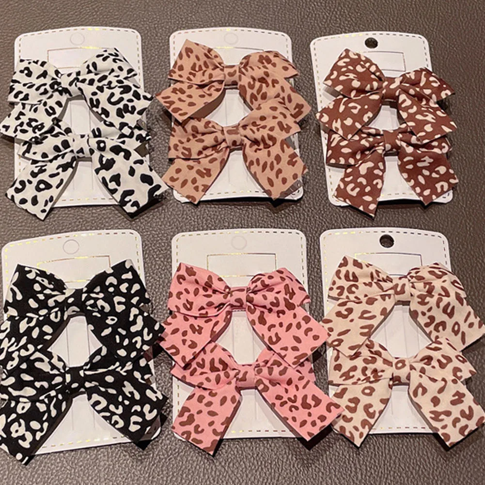 

2 шт., детские заколки для волос с принтом леопарда