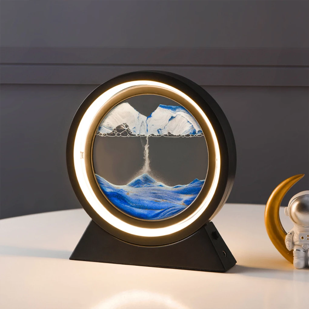 

Moving Sand Art Table Lamp Dimmable USB LED 3D Natural Landscape Night Lamp Hotel Living Room Bedroom Desk Decoration