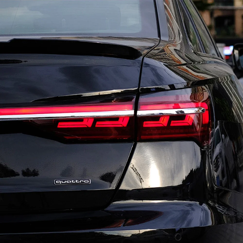 Фото Обновленные задние фонари для Audi A6 A6L C8 2019-2022, светодиодные динамические сквозные задние фонари, установка Plug and Play, автомобильные аксессуары №5