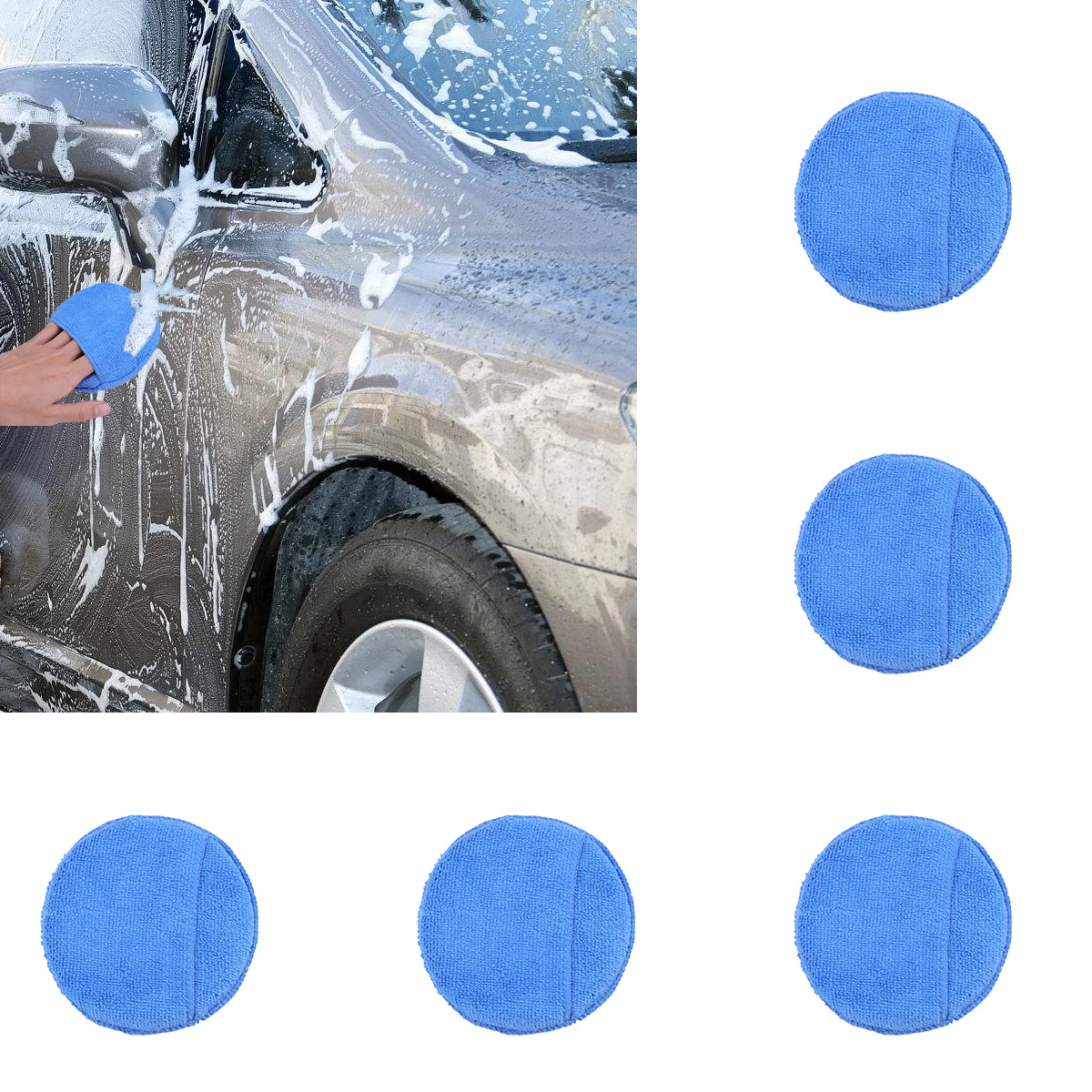 

10 Pcs Wearable Ultra-soft Microfiber Round Reusable Wax Applicator Sponge Pads for Cars