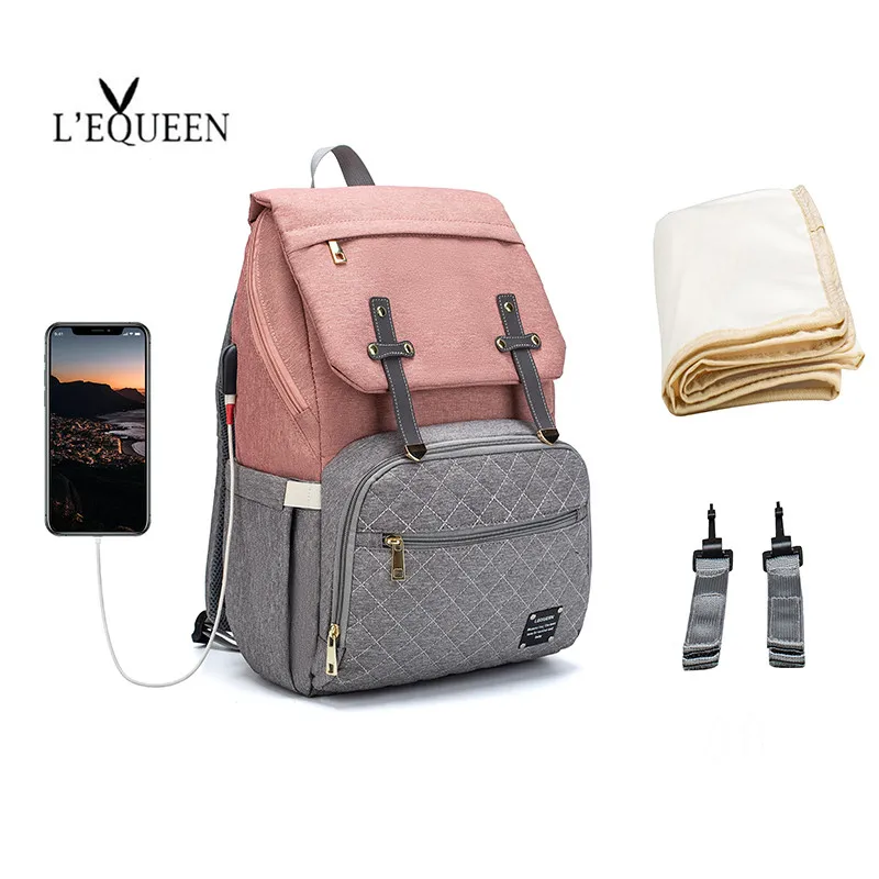 

LEQUEEN Diaper Bag Multi Function Large Capacity Nappy Bag Organizer with Changing Pad Backpack Mommy Bag Baby Care Stroller Bag