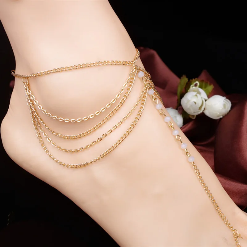 Модная и модная женская многослойная цепочка с кисточками хрустальными бусинами