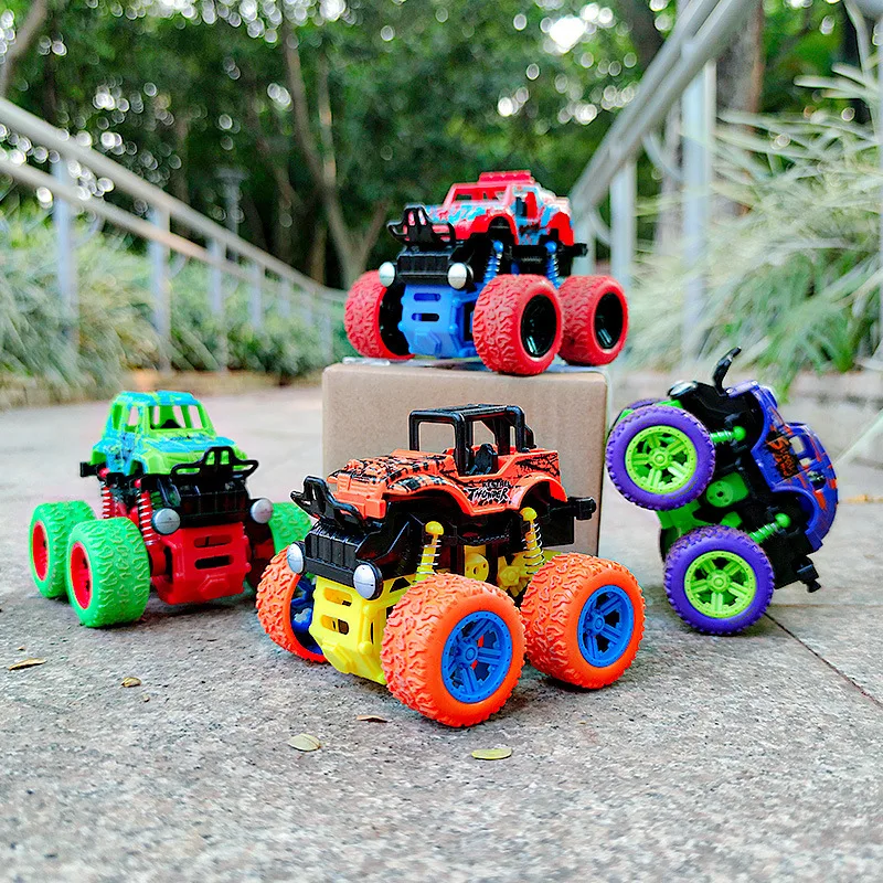 Q Version Alloy Car Inertia Four-wheel Car Drive Big Foot Off-road Vehicle Pull Back Toys for Kids 2 To 4 Years Display Gifts