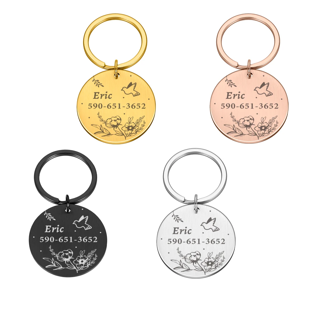 Custom Name Anti-lost ID Tag Engraved Record Tel Name Cat Puppy Personalized Bone Medal Pendant Dog Pet Collar Accessory