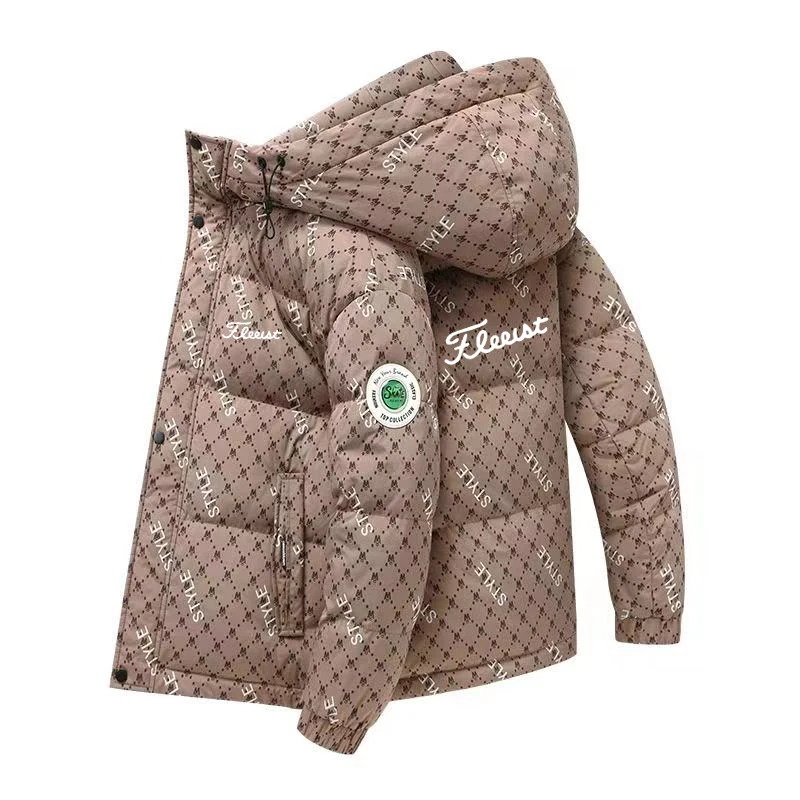 

Модная мужская зимняя куртка с капюшоном Новая куртка корейский Гольф Мужская Роскошная приталенная трендовая утепленная куртка из хлопка пальто для гольфа