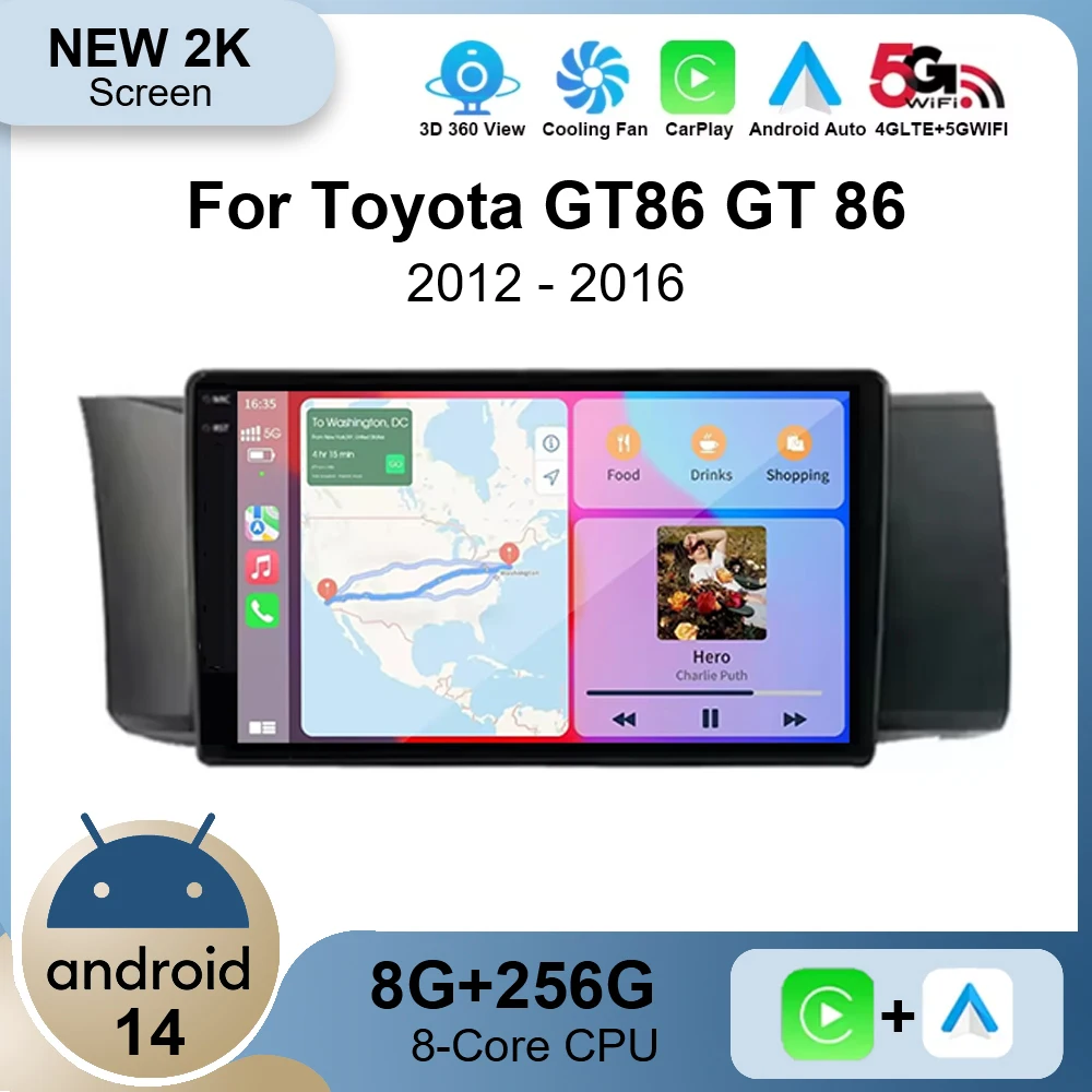 Android14 для Toyota GT86 GT 86 Subaru BRZ 2012-2016 Автомобильный радиоприемник Мультимедийная