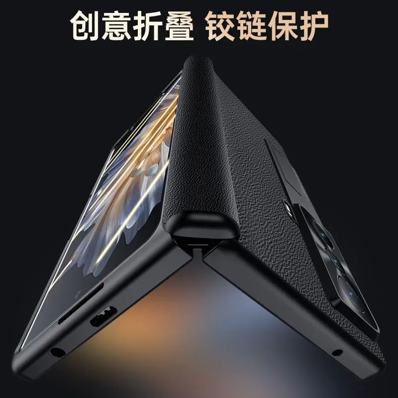 

Tempered Glass Film Anti-peeping Genuine Leather with Magnetic Absorption Kickstand Bracket for Huawei Honor Magic VS Case