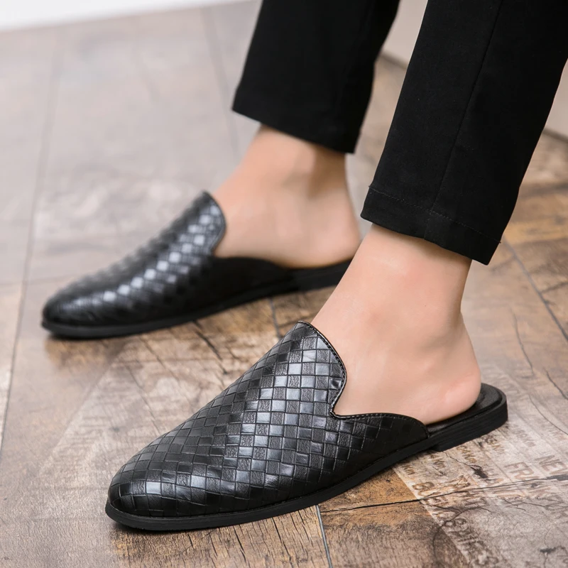 

Spring Summer Soft Mens Casual Leather Half Loafers Men Loafer Shoes Mocasines Hombre Mocassini Black Slip-On Big Size 39-46