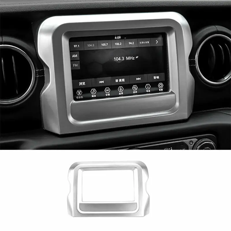 

For Jeep Wrangler JL 2018-2020 ABS Silver Central Console Navigation Panel Trim