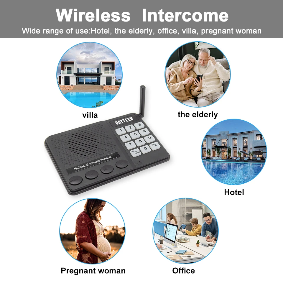 freeshipping daytech wireless intercom system no phone bill no network 10 channel 1k meters long range used for office ci02 free global shipping