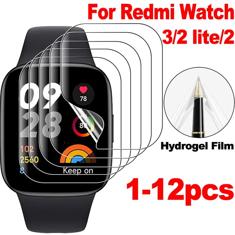 

Гидрогелевая пленка для Xiaomi Redmi Watch 3/2/2 Lite, 1/12 шт., изогнутая мягкая защита экрана 9D для умных часов Redmi Watch 3, не стекло