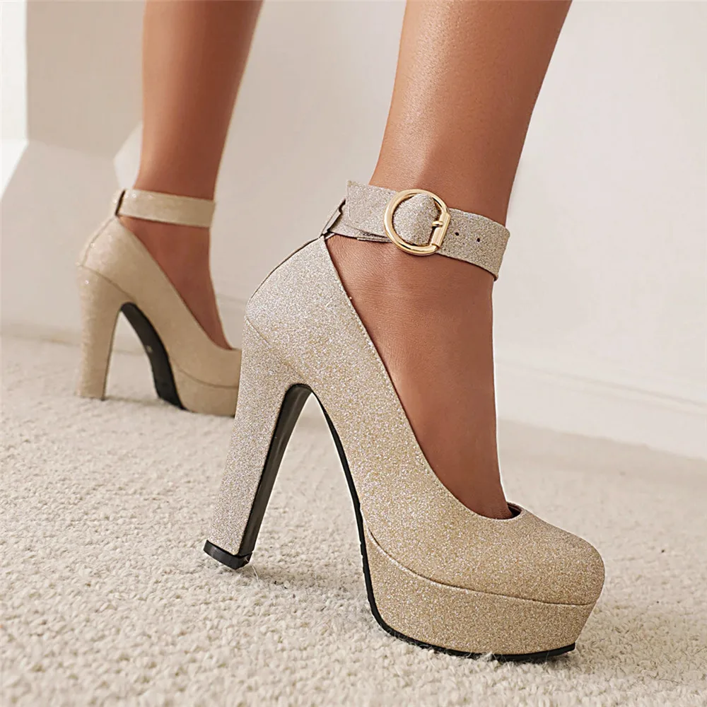 Сексуальные женские туфли-лодочки на высоком каблуке с блестками золотого и