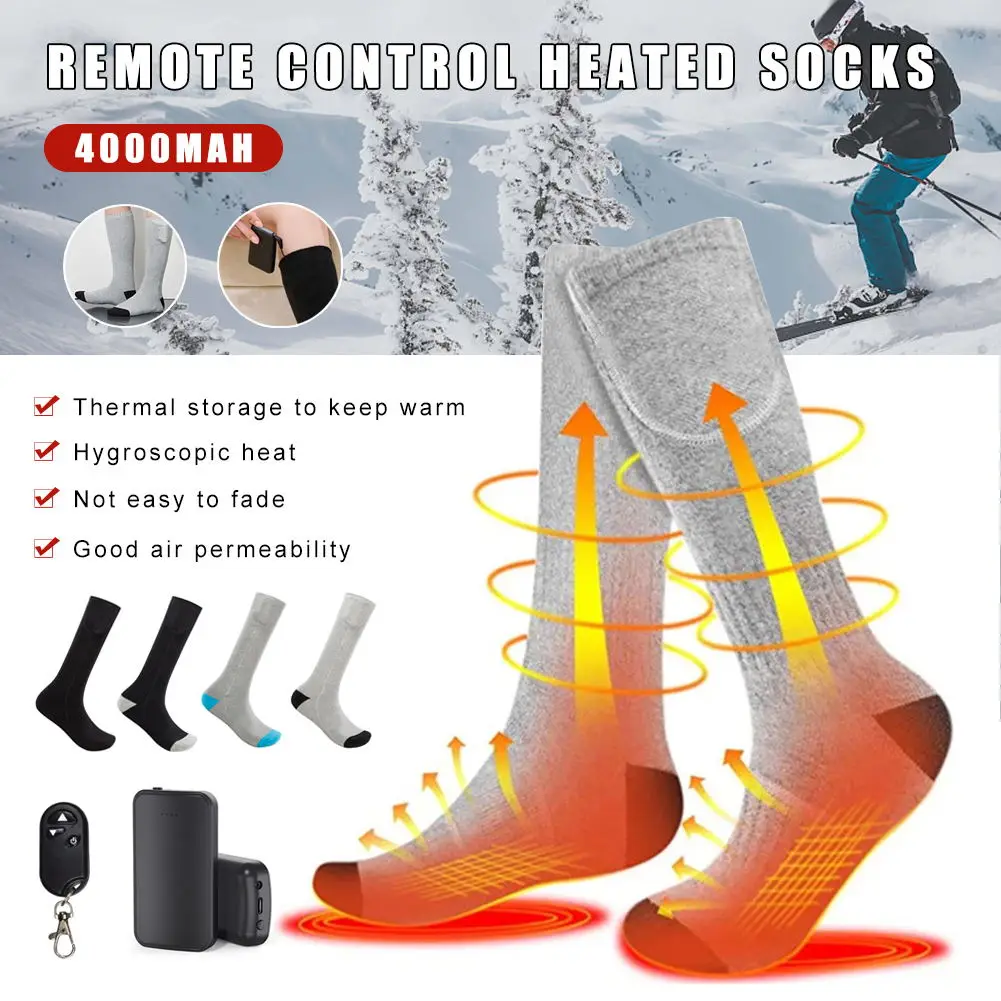 

Unisex Electric Heated Socks 3Gear Heats Adjustment Remote Control Rechargeable Heating Socks Thermal Winter Foot Thermal Warmer