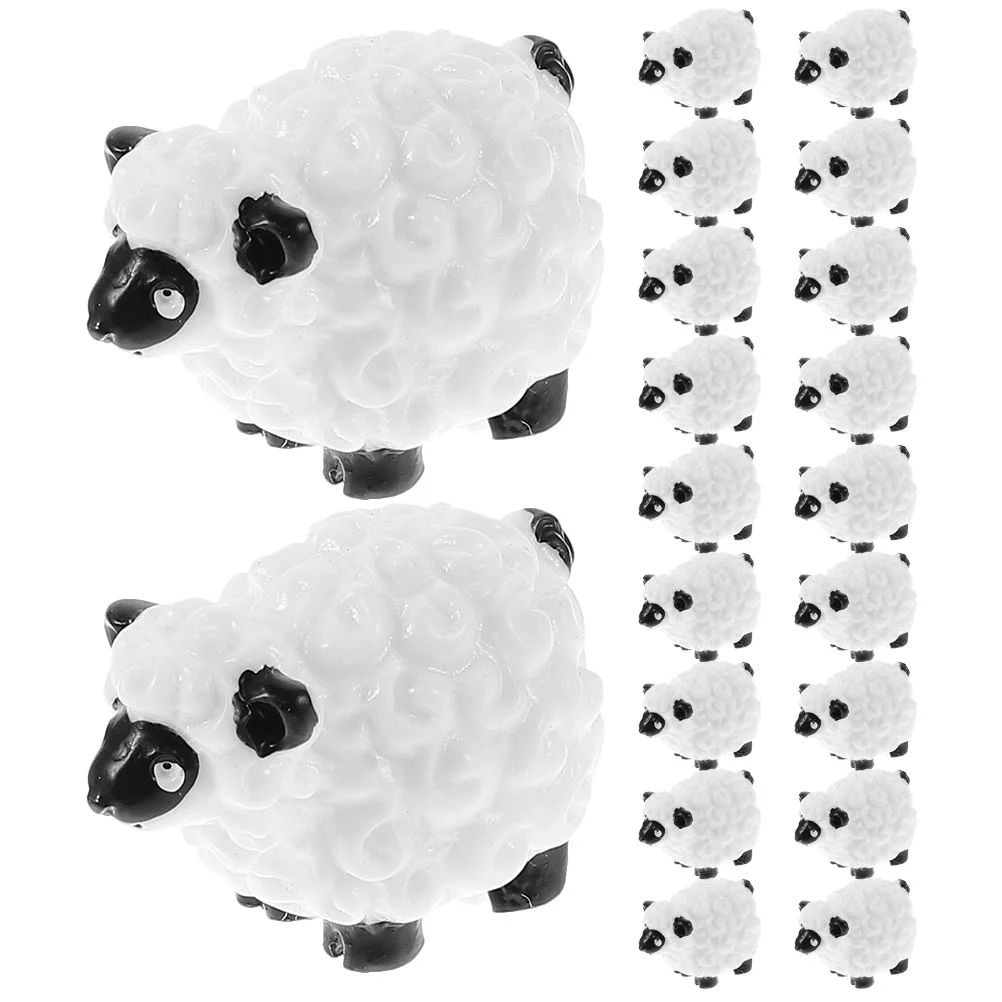 

20 Pcs Decorations Micro Landscape Sheep Ornament Animals Resin Figurine