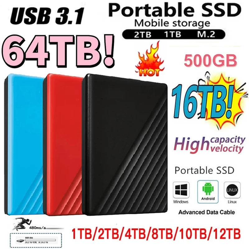

2022 Original High-speed 1TB SSD Portable External Solid State Hard Drive USB3.0 Interface HDD Mobile Hard Drive For Laptop/mac