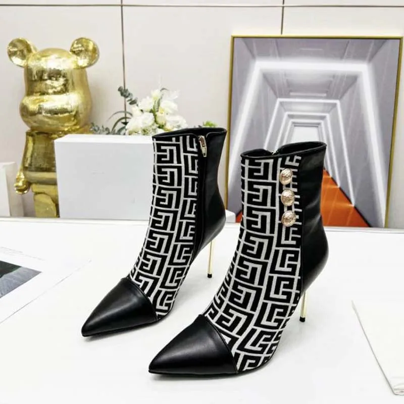 

Женские ботильоны на металлическом каблуке, с острым носком, на молнии сбоку