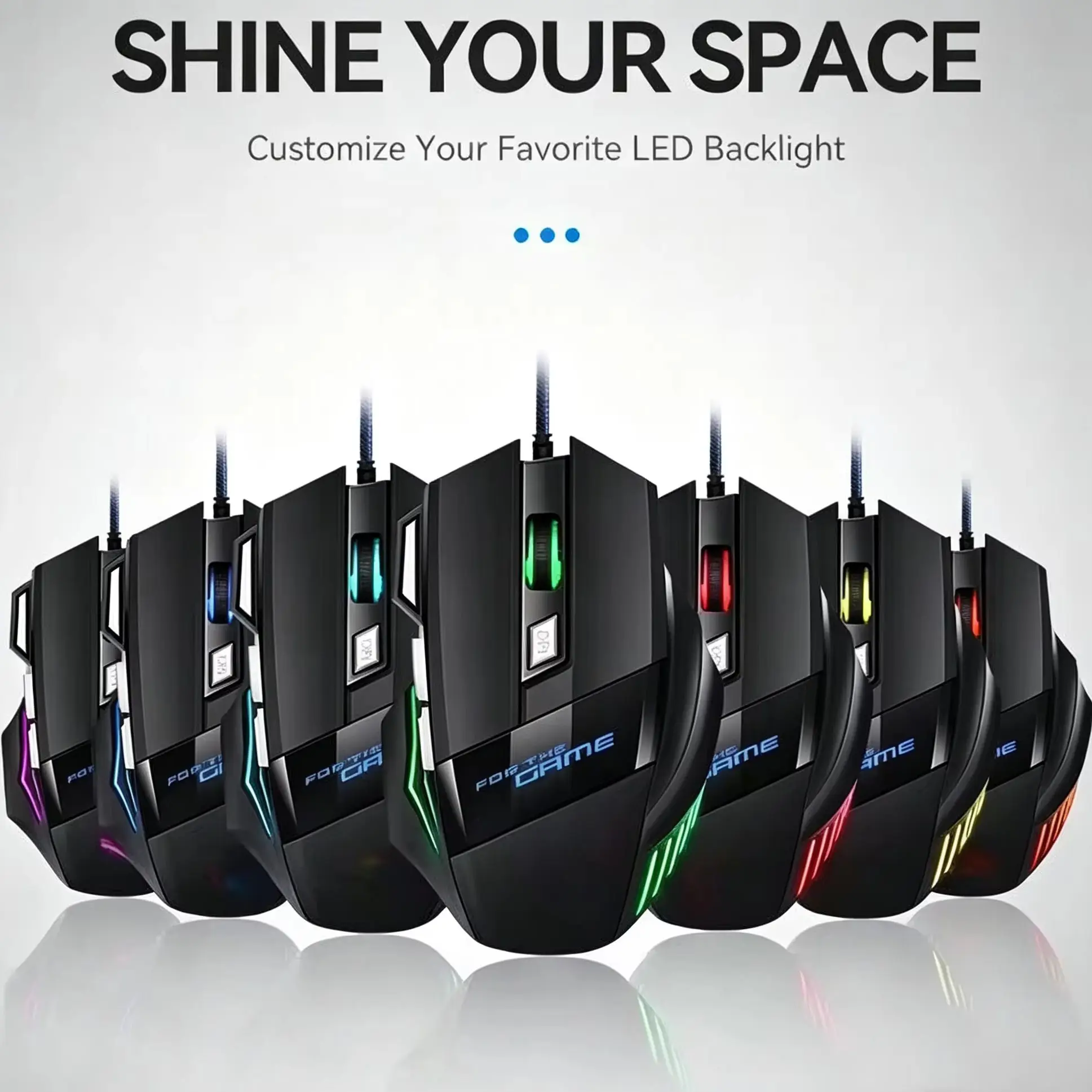 Проводная USB-мышь для игр с эргономичным дизайном, RGB-подсветкой, 7 кнопками, регулируемым DPI, для геймеров, ПК, ноутбуков и компьютеров. (art.: 3920dbfff2cbe) - 3920dbfff2cbe