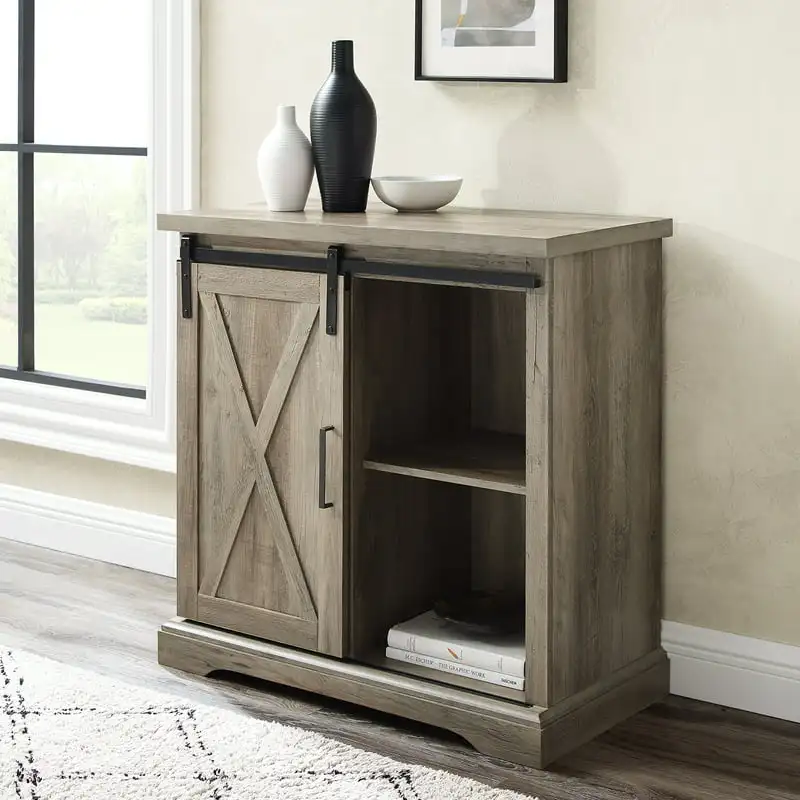 

Barn Door Cabinet, Grey Wash