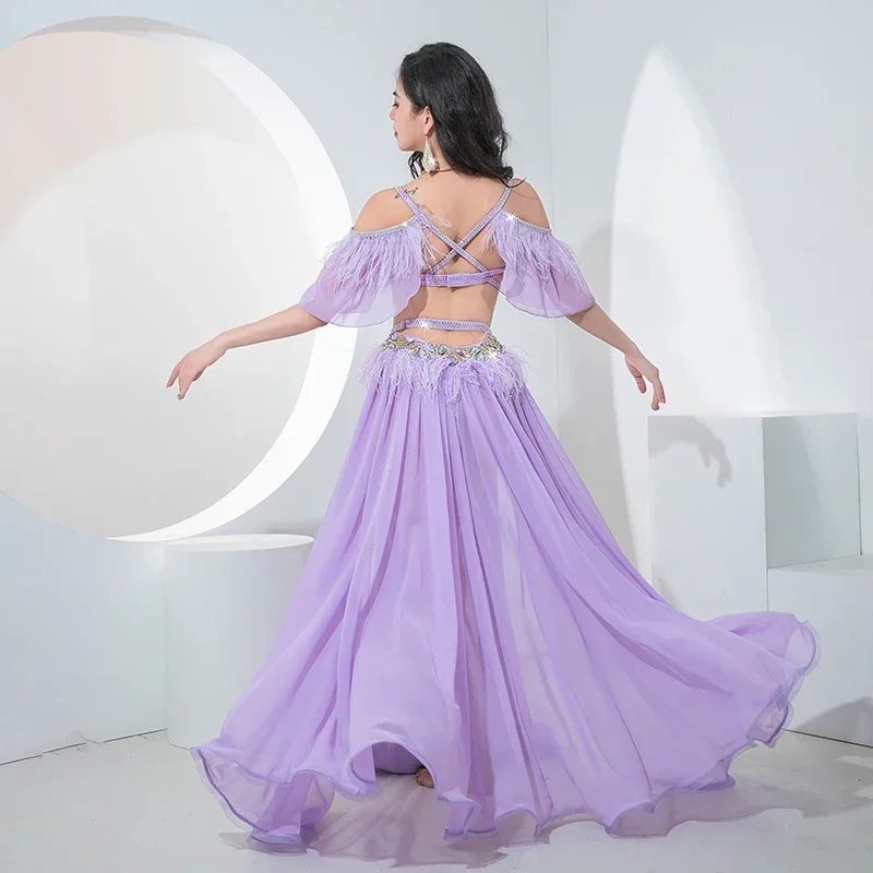 Женский костюм для танца живота комплект из 2 предметов юбка с разрезом и Длинная