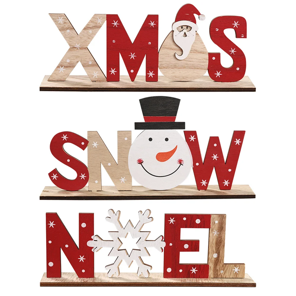 

Sign Wood Christmastable Decoration Noel Signs Plaque Snowflake Party Snowmanrustic Letters Snowdecor Wooden Standing Block