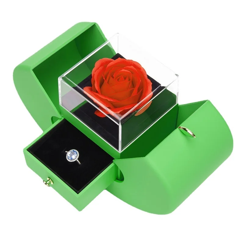 Eternal Flower Gift Box Apple Box Artificial Eternal Rose Jewelry Packaging Box Ring Set Jewelry Valentine's Day Gift Box
