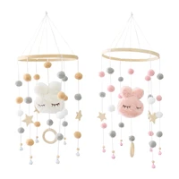 crib mobile bed bells baby wooden crib mobile ceiling mobile with colorful felt balls and bunny for bassinet nursery crib bedroo