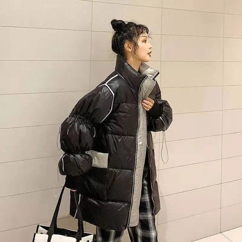 Winter Coat Female Clothes Korean New Detachable Hooded Fashion Loose Long Parkas Thick Bright Face White Duck Down Jacket Women