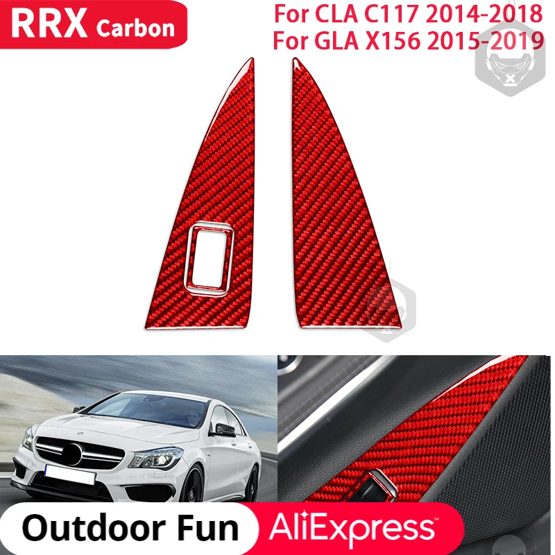 

RRX Real Carbon Fiber Interiors Car Trunk Button Frame Cover Decoration Sticker for Mercedes Benz CLA C117 GLA X156 2014-2019