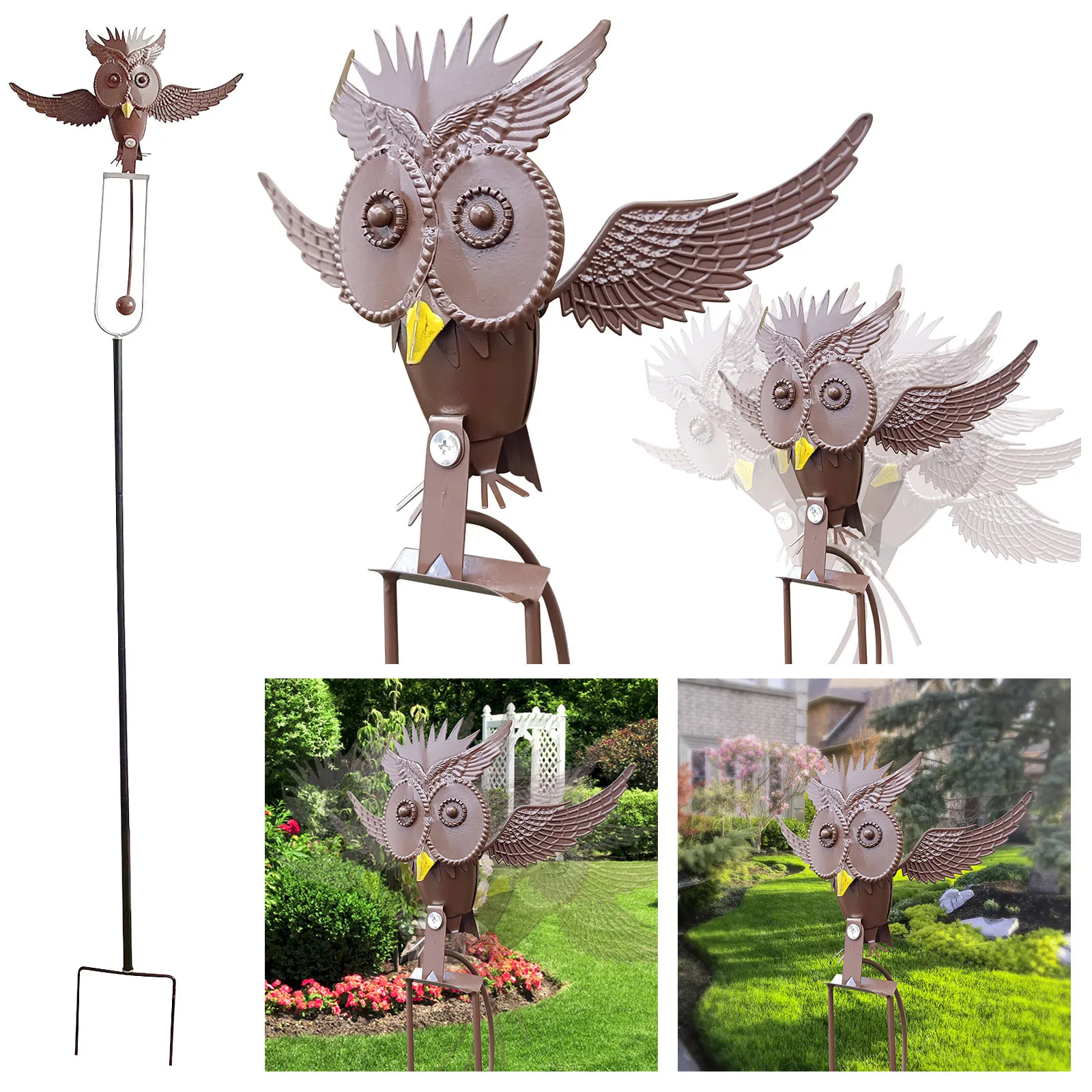 

Metal Garden Animal Statues Swing Wind In The Yard Performing Arts Walkway Aisle Yard Statues for Yard Man Holding Nose Statue