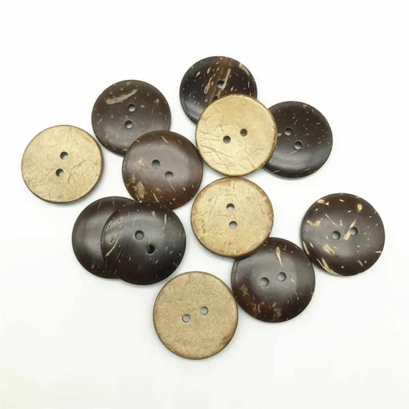 

100pcs 23mm Brown Natural Coconut Shell Buttons Round Sewing 2 Holes Accessories For Jewelry DIY Crafts or Scrapbooking