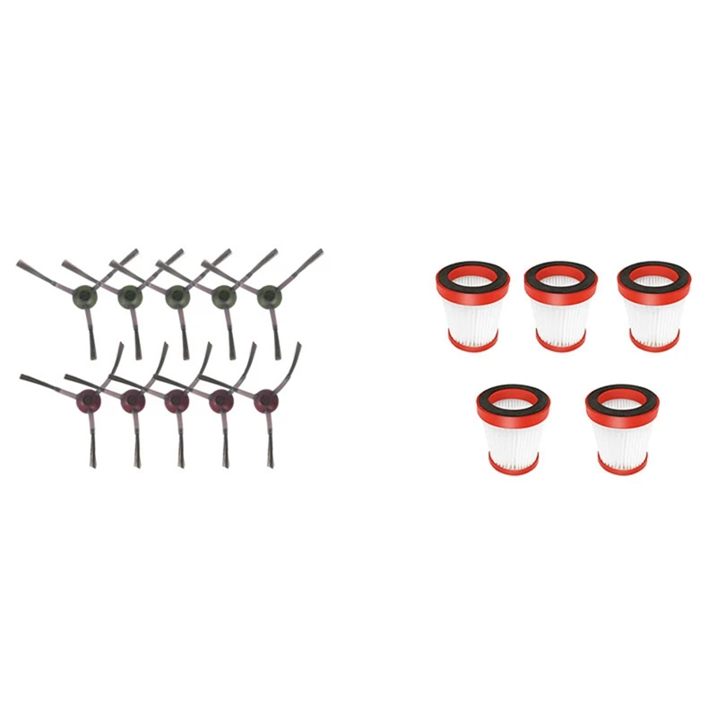 

10Pcs For Ecovacs Deebot OZMO 950 Robot Side Brush With 5Pcs Filter For Xiaomi Deerma VC01 Handheld Vacuum Cleaner