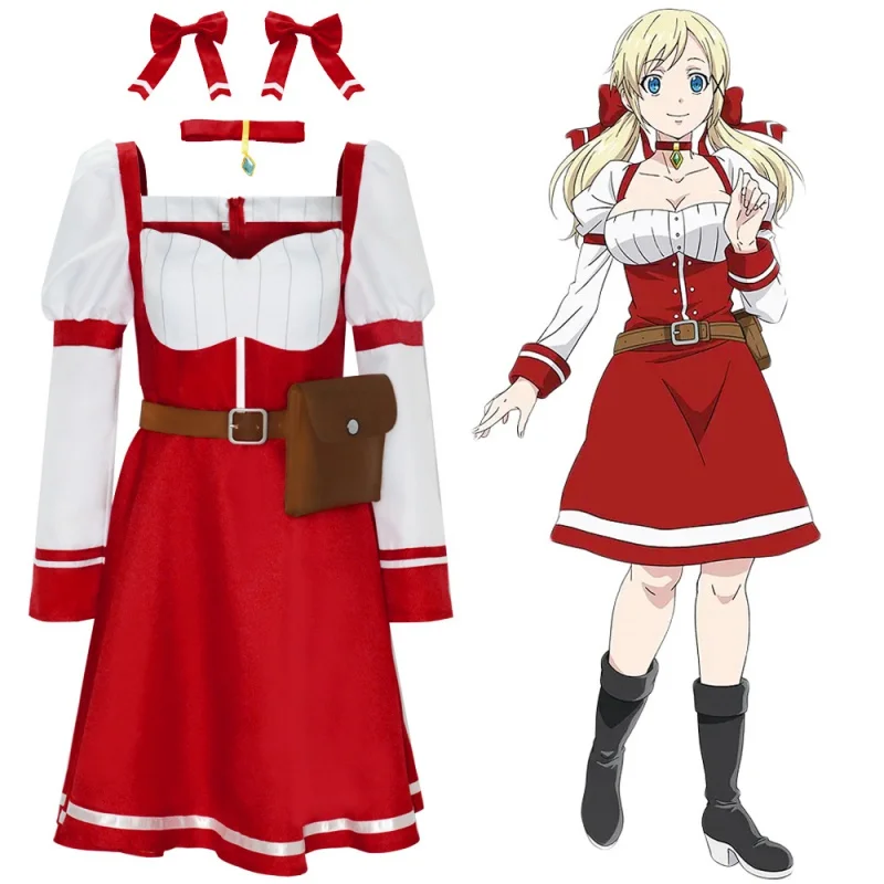 

Yuna Eunice Cosplay Anime The Legendary Hero Is Dead Cosplay Halloween Yuusha Ga Shinda Costume Dress Red Suit Party Dress