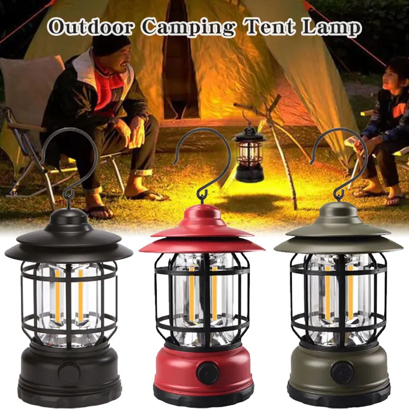 

1X Outdoor Tent Multi-Functional Retro Camping Light Led Lantern Outdoor Portable Battery Night Lamp Emergency Hand Light