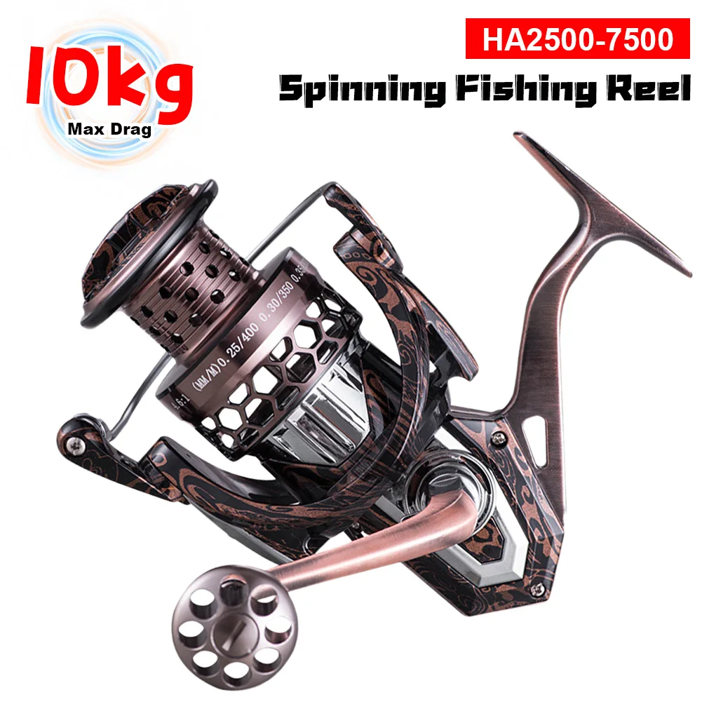 

Top level 4.6:1 Fishing Spinning Reel 10kg Drag System Spinning Wheel Fishing Coil HA2500-HA7500 All Metal Fishing Reels Tackles