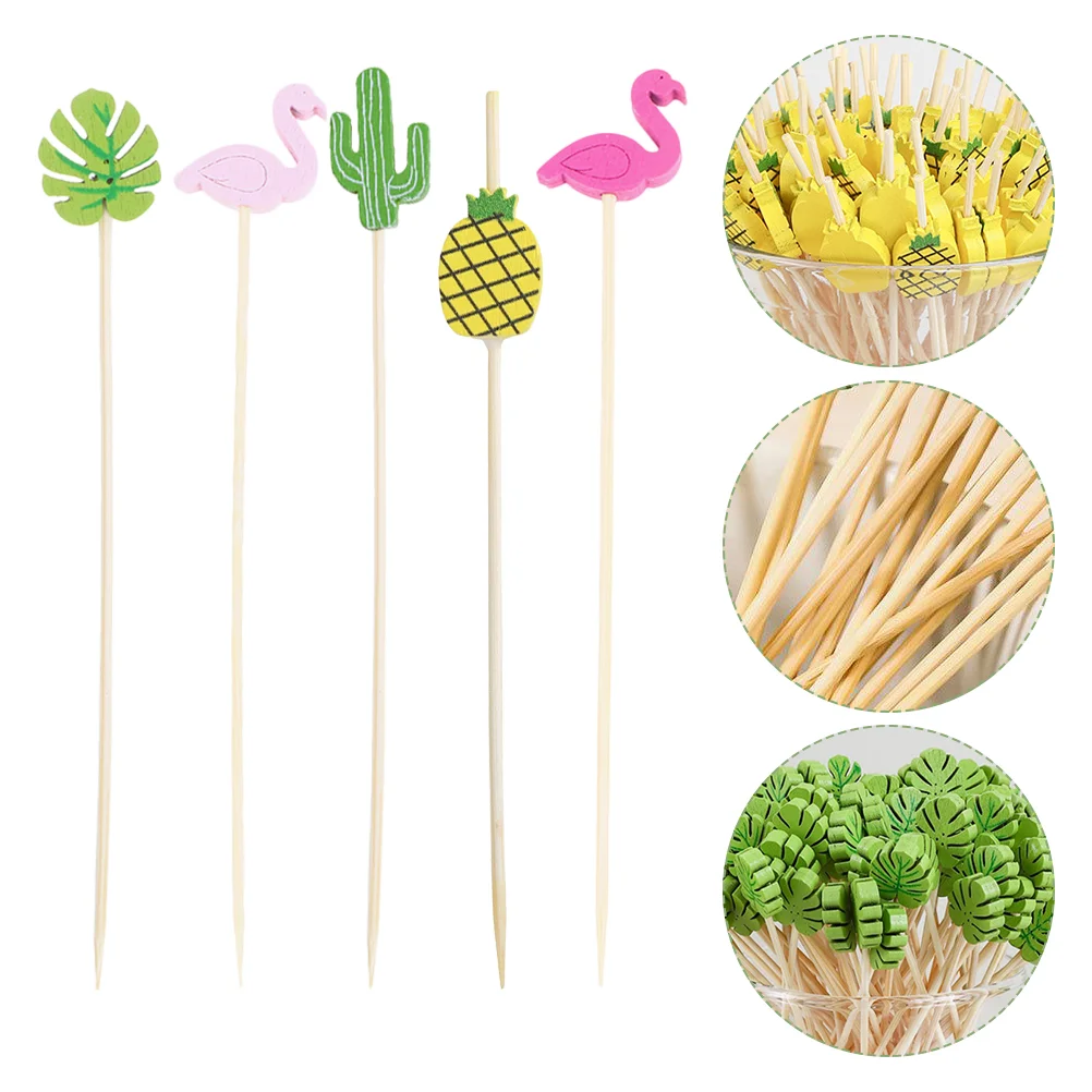 

Fruit Cocktail Picks Toothpick Sticks Party Drink Appetizer Toothpicks Hawaiian Cup Pick Dining Plates Decoration Ice Sandwich