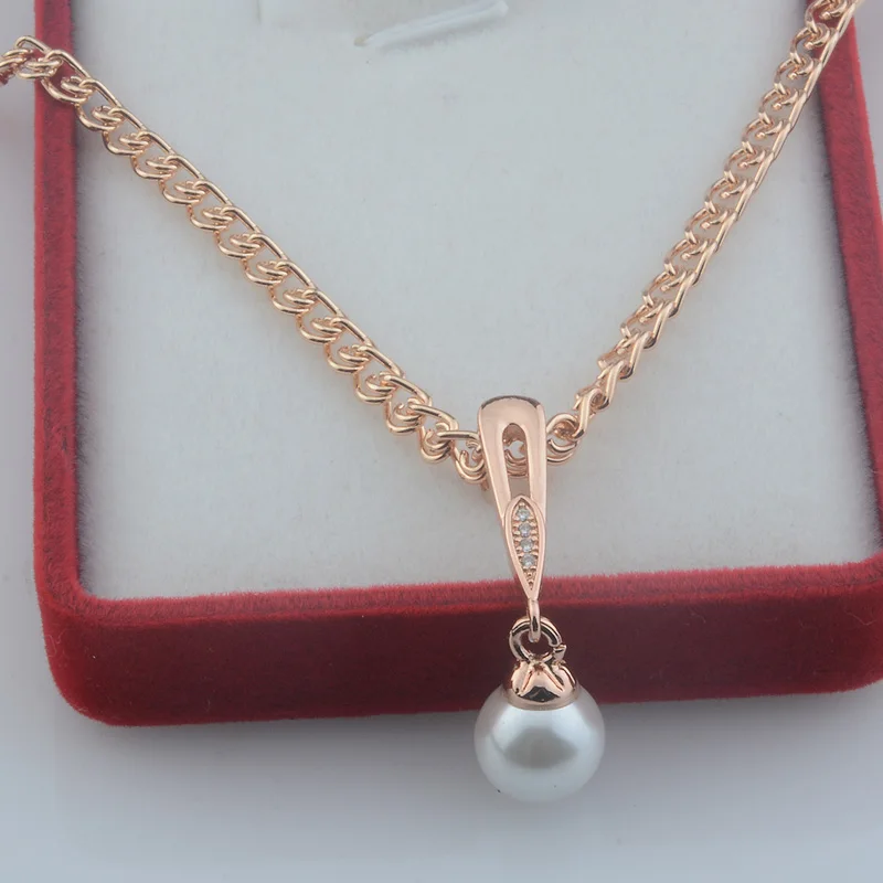 FJ женские 585 розовые золотые цветные умные круглые подвесные цепочки с имитацией