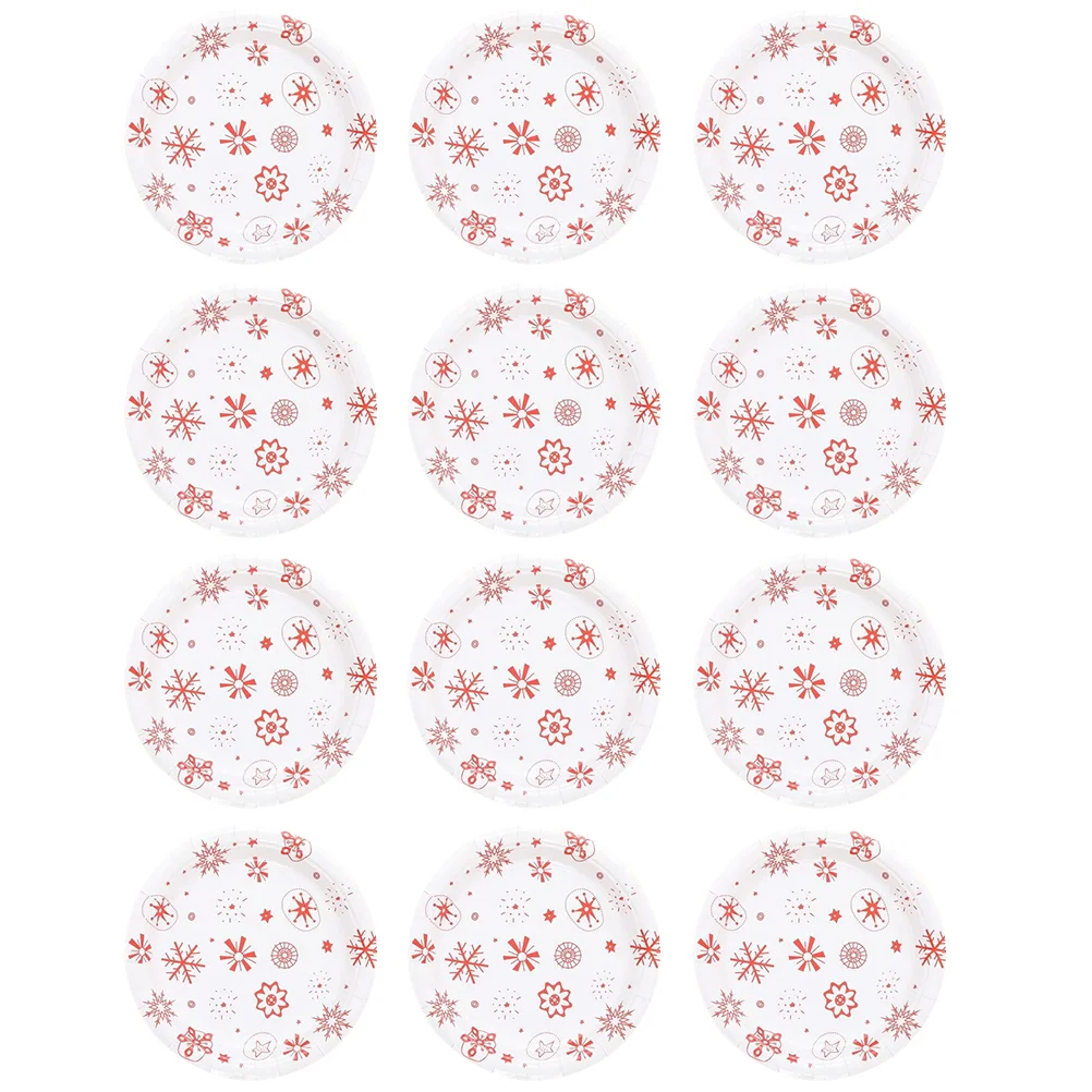 

Plates Paper Disposable Christmas Party Plate Tableware Buffet Dish Holiday Cake Dinner Silverware Snowflake Eating Dessert
