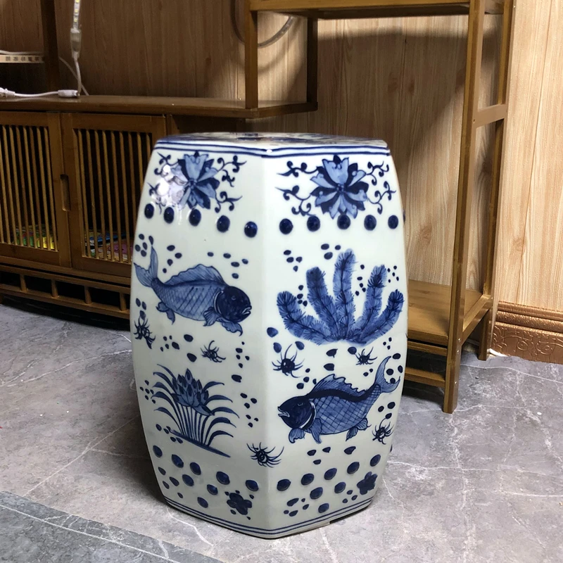 Золотой керамический стул с дизайном слона в старинном стиле, ручной росписью и глазурью, в форме барабана, для сада.