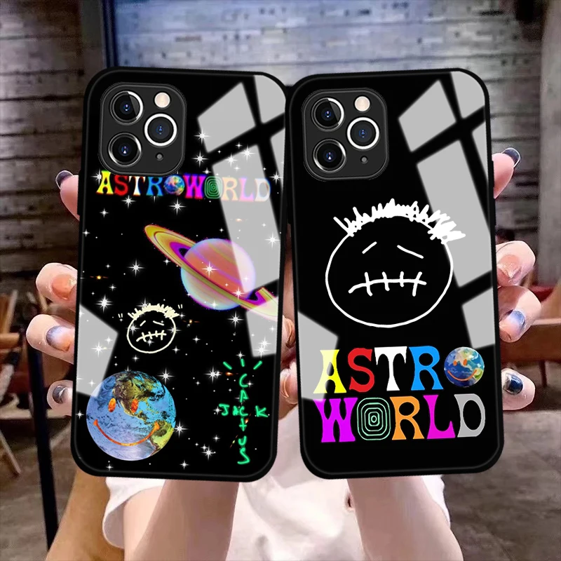 

Jack travis scott hiphop Glass Phone Cover For iPhone 11 12 13 14 Pro Max X XR XSMax 8 14 Plus 13Mini Color Tempered bumper Case