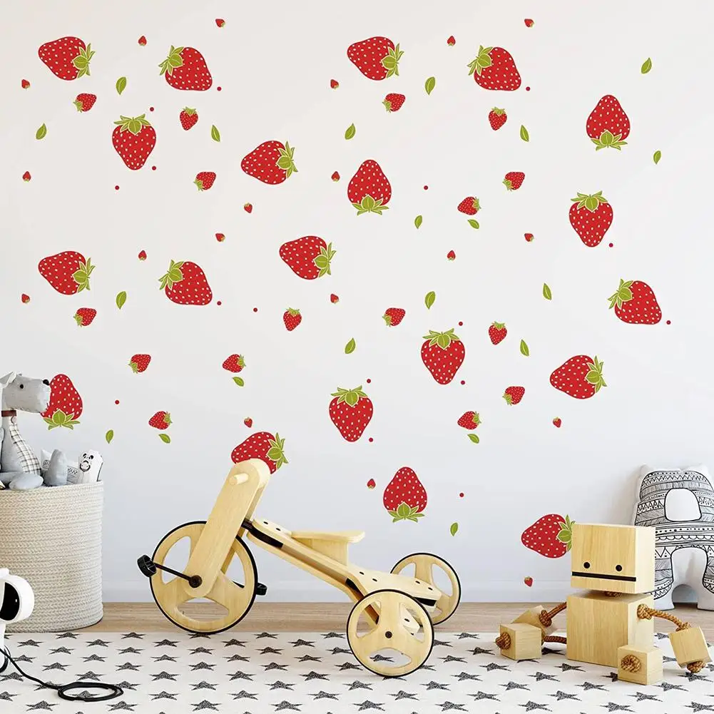 

92pcs Strawberry Stickers Colorful Waterproof Wall Decals Wallpaper For Girls Boys Baby Bedroom Nursery Wall Decor