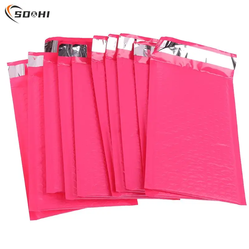 

10pcs Rose Red Foam Envelope Bags Self Seal Mailers Padded Shipping Envelopes With Bubble Mailing Bag