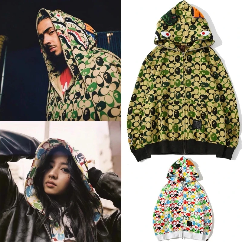 

BAPE Womens Hoodies New Quality Sweatshirts Full Zip Up Long Sleeve Shark Cute Jacket Streetwear Clothing Men Cardigan Coats