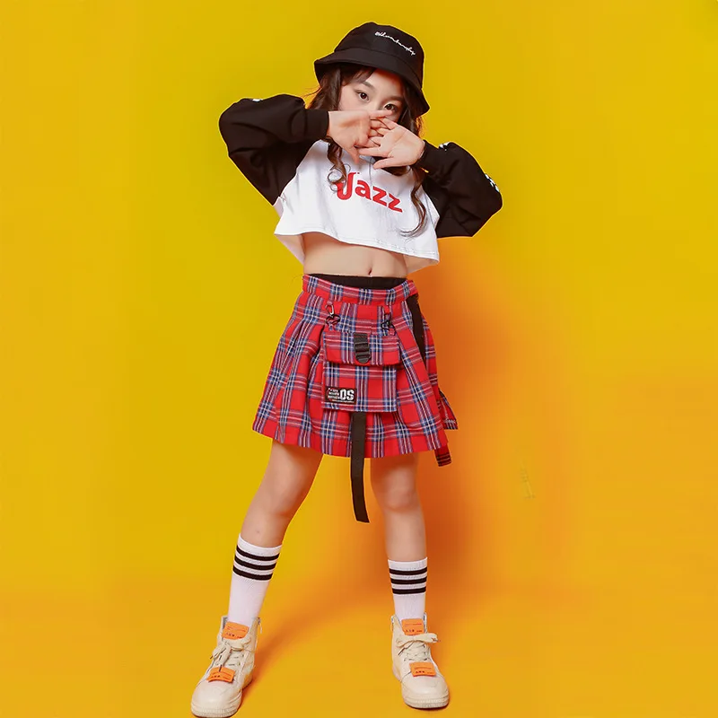 Крутая детская юбка в стиле хип-хоп футболка одежда для джазовых танцев уличная