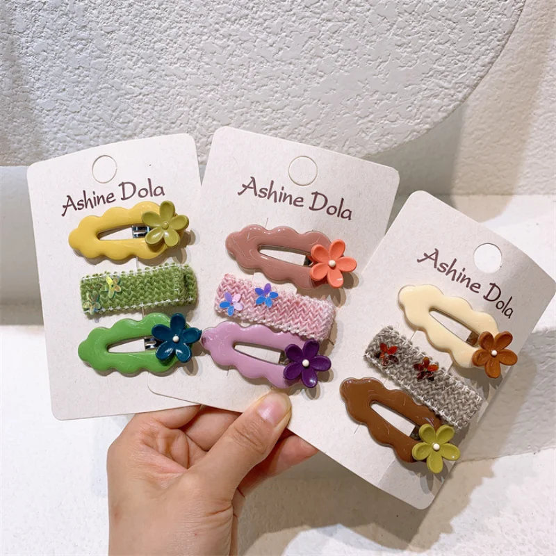 

3 шт. новые корейские милые модные заколки для волос принцессы с блестками и цветами из шерсти милые детские волнистые заколки в форме капли ...