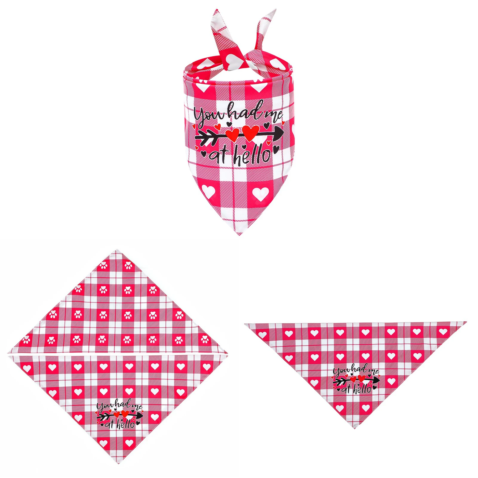 

Valentines Day Pet Grooming Supply Classic Red Black Plaid Pet Dog Bandana Cat Puppy Kerchief Pet Pet Neckerchief Saliva Towel