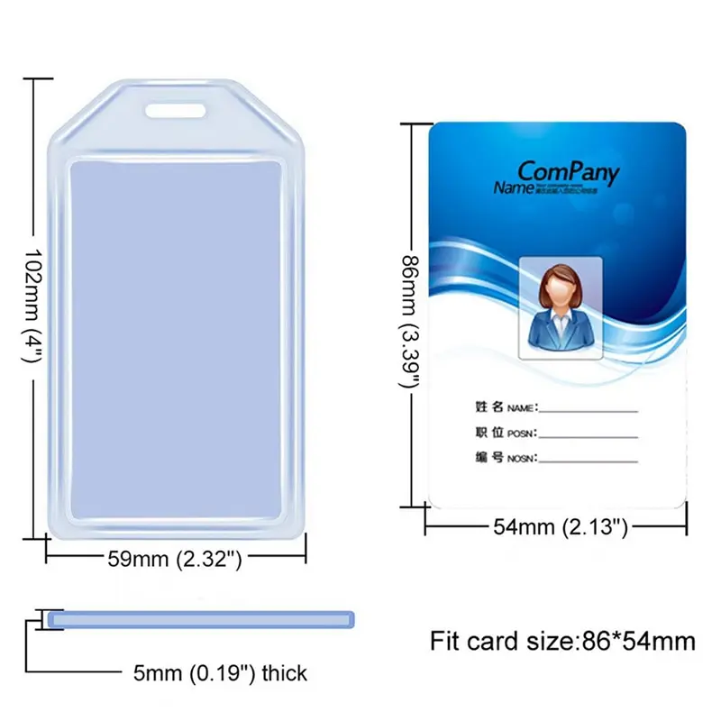 

Heavy Duty ID Card Badge Holder, Hard Plastic Vertical Silicone Soft Clear PVC Card Holder Name Tag Holder 57x102mm