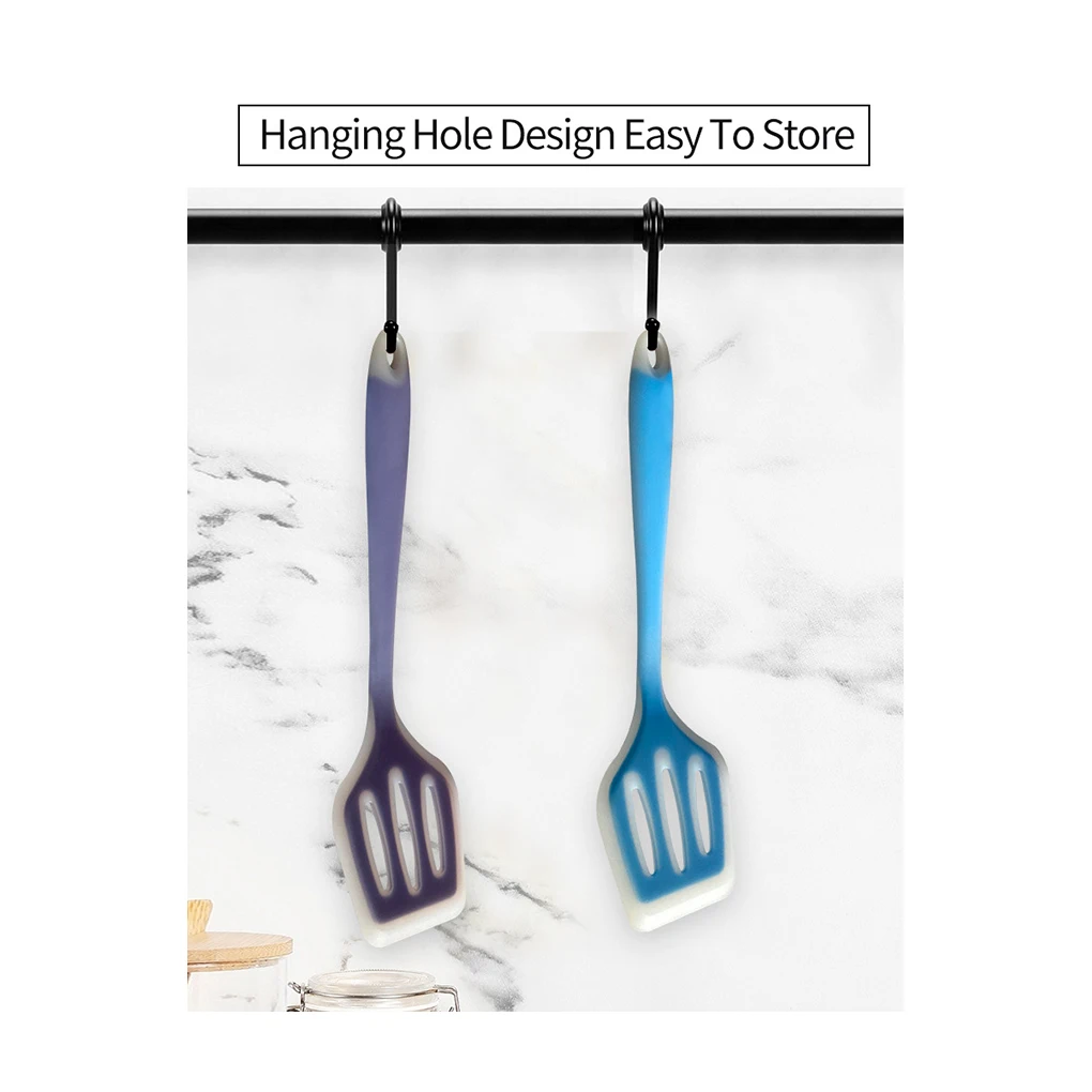 Шпатель с внутренними слотами зеленая силиконовая сковородка для жарки кухонный