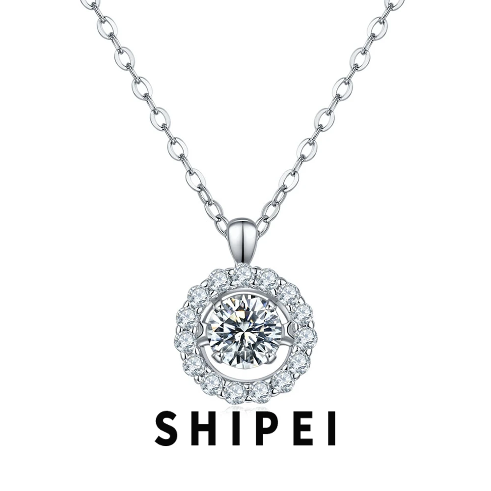 

SHIPEI 0.5CT Round D Moissanite Diamond Gemstone Wedding Party Fine Jewelry 100% 925 Sterling Silver Pendant Necklace Wholesale